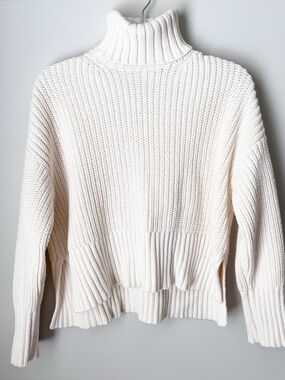 Madewell Women's Cream Turtleneck Chunky Knit Sweater Size XS